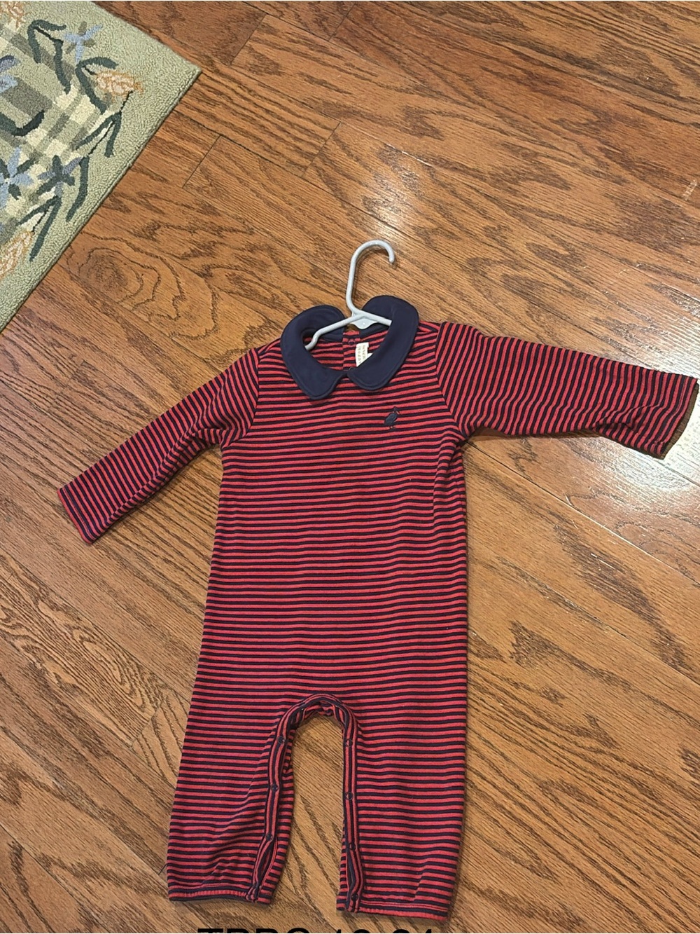 The Beaufort Bonnet Company Red & Navy Striped One-Piece with Peter Pan Collar